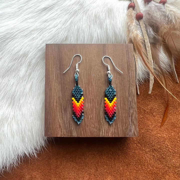 Dorothy B. Mini Peyote Feather Earrings