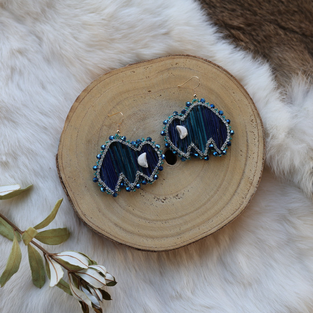 Mercedes G. Moody Blue Quill Bison Drop Earrings