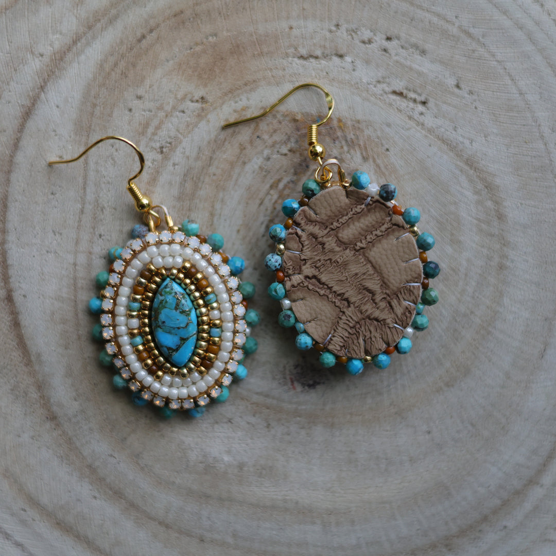 Prairie Sage Beadwork Turquoise Beaded Drop Earrings