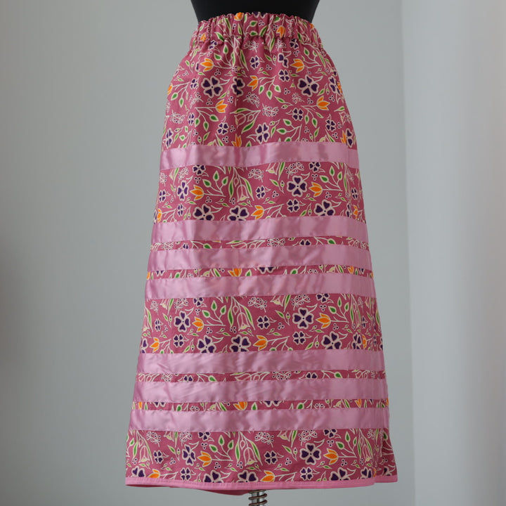 Carol B. Pink Floral Ribbon Skirt