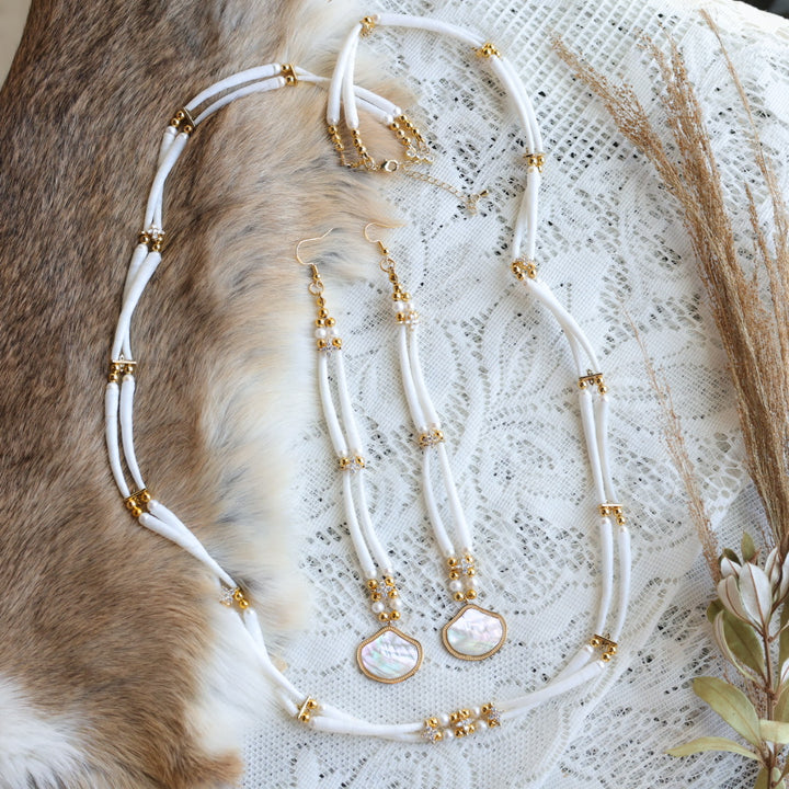 Prairie Sage Beadwork Dentalium Earring & Necklace