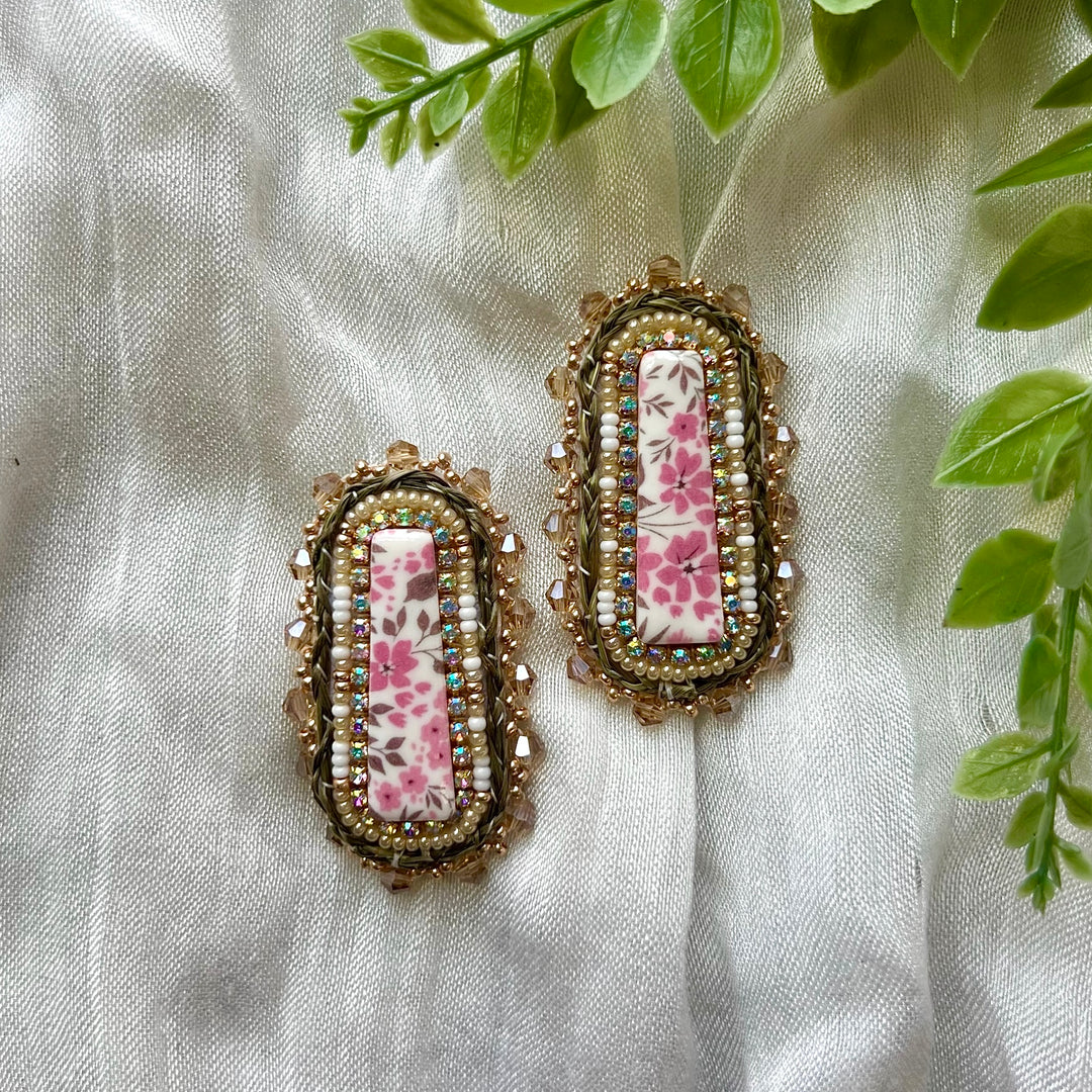Prairie Beads Floral Sweetgrass Beaded Earrings