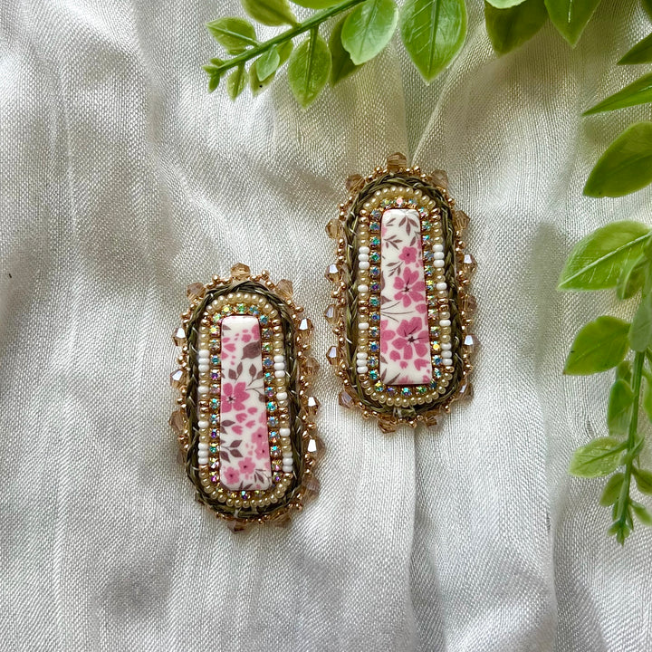 Prairie Beads Floral Sweetgrass Beaded Earrings