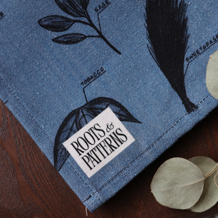 Roots and Patterns Our Medicines Denim Tea Towel