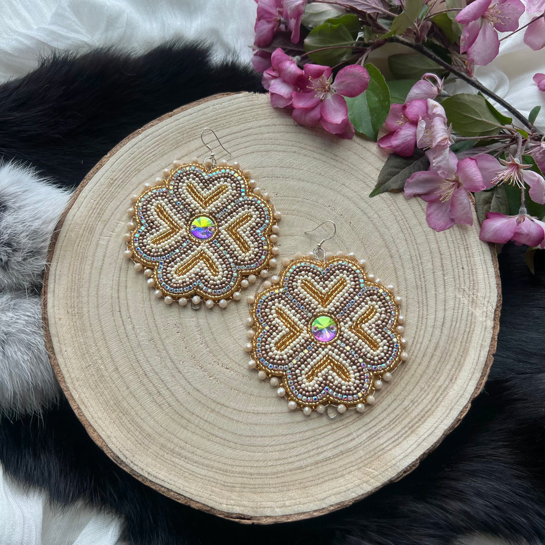 Ironstar Co. 4 Petal Floral Convertible Beaded Earrings