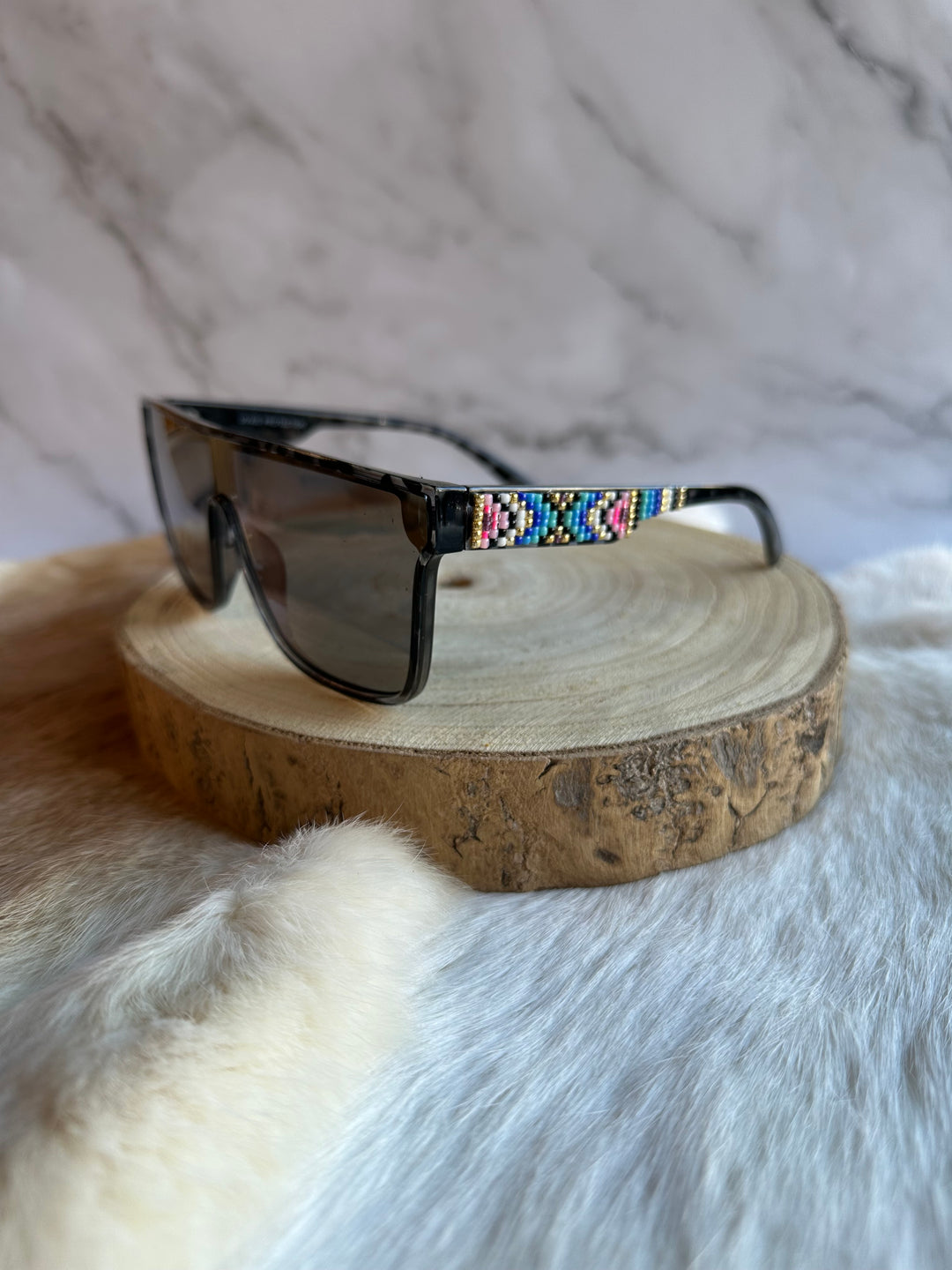 Rebelina Shield Beaded Sunglasses