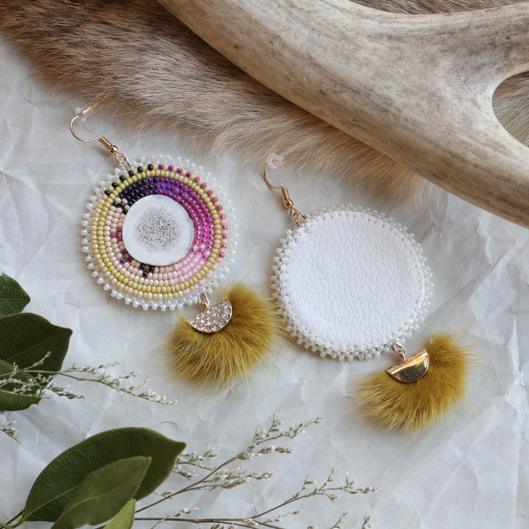 Keegan W. Elk Antler Beaded Earrings