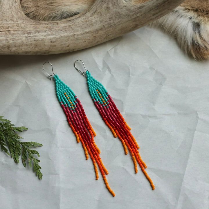 Keegan W. Large Beaded Fringe Earrings