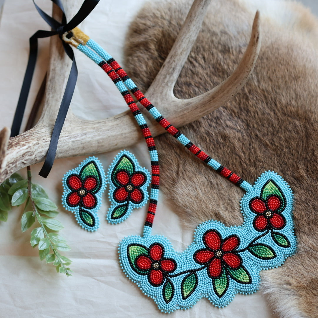 Keegan W. Beaded Floral Necklace &amp; Earrings