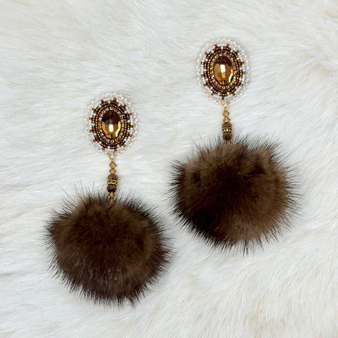 Beth Rose Designs Brown Mink Earrings