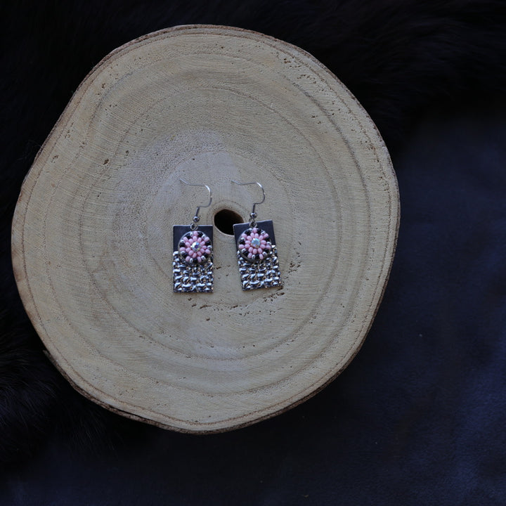 Helen Oro Designs Textured Metal Beaded Earrings