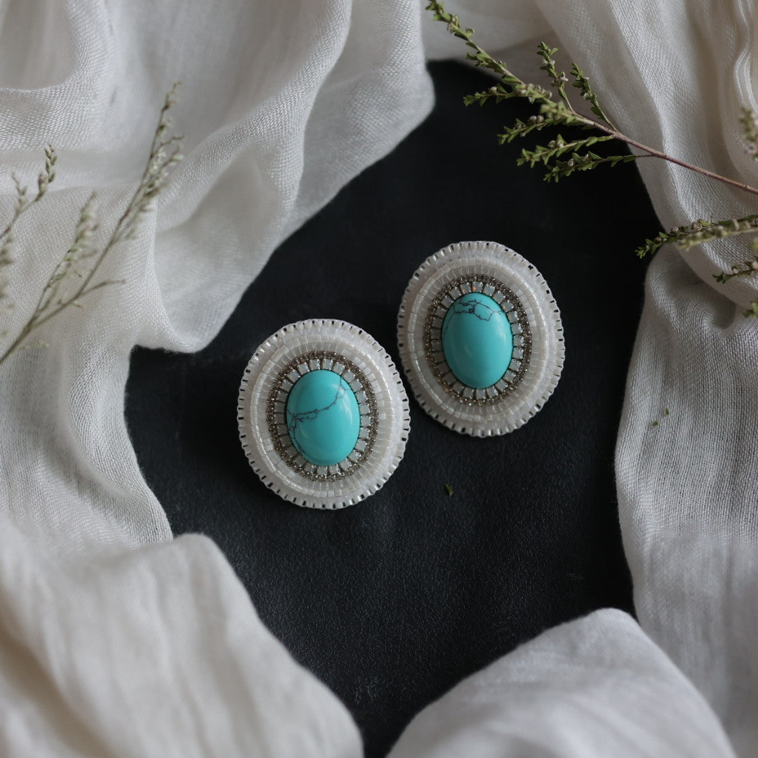 Beth Rose Designs Turquoise Beaded Stud Earrings