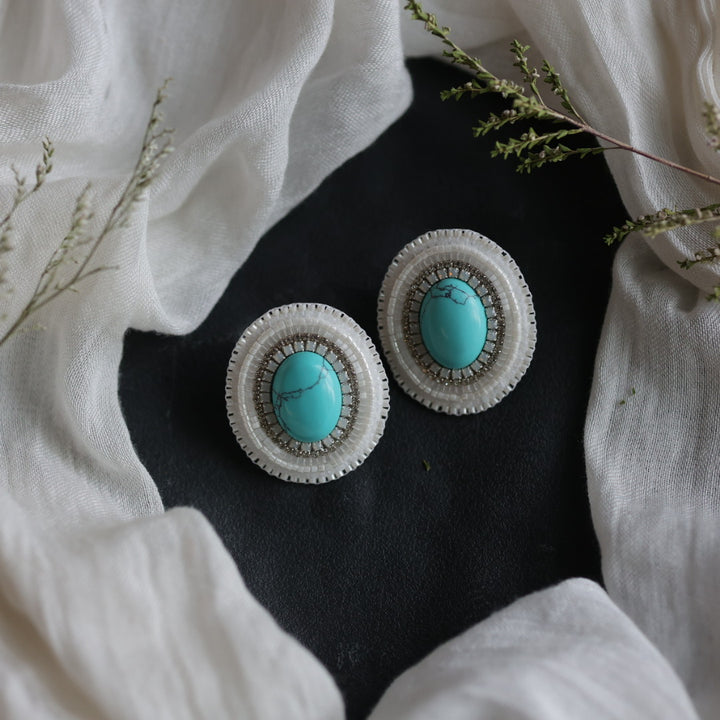 Beth Rose Designs Turquoise Beaded Stud Earrings