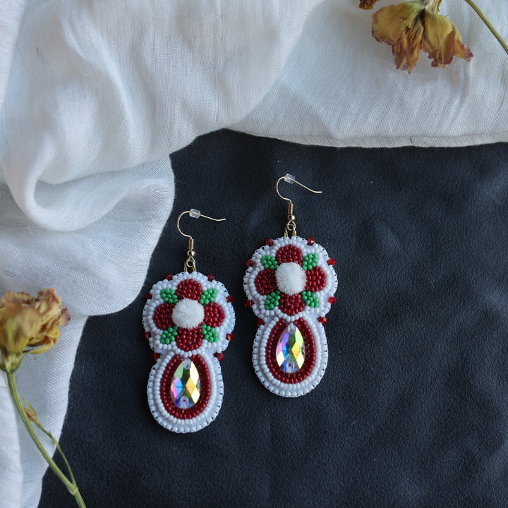 Beth Rose Designs Floral Tufted Gem Drop Earrings