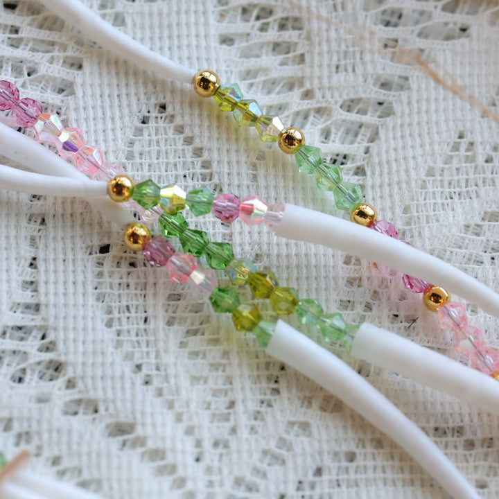 Prairie Sage Beadwork Green & Pink Dentalium Earrings & Necklace Set