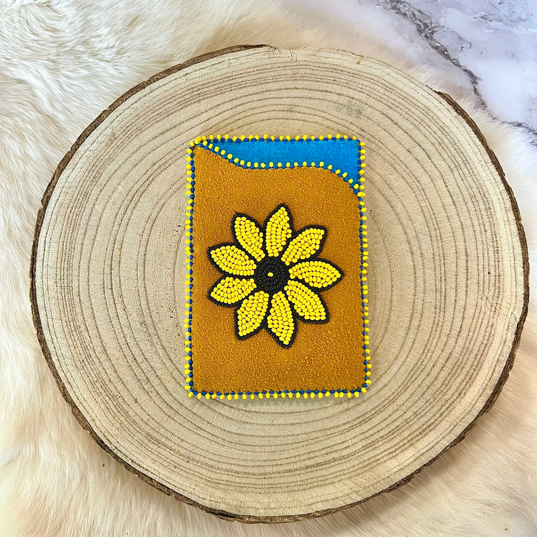 Doris M Beaded Floral Moose Hide Card Holder