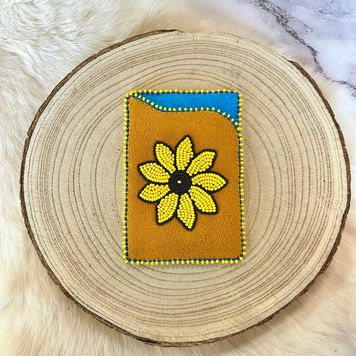 Doris M Beaded Floral Moose Hide Card Holder