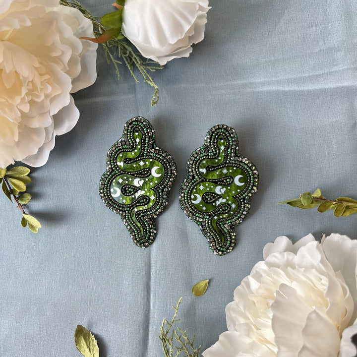 Beading Therapy Snake Beaded Earrings