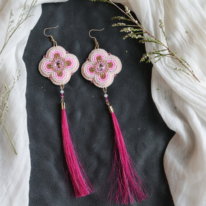 Beth Rose Designs Pink Floral &amp; Horsehair Earrings &amp; Pendant Necklace