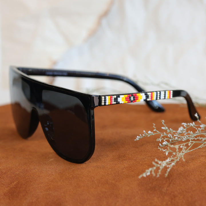 Rebelina Oversized Shield Beaded Sunglasses