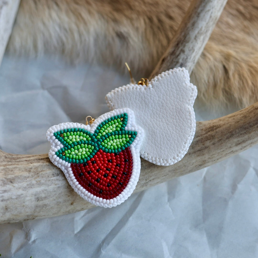 Keegan W. Double Stem Strawberry Beaded Earrings