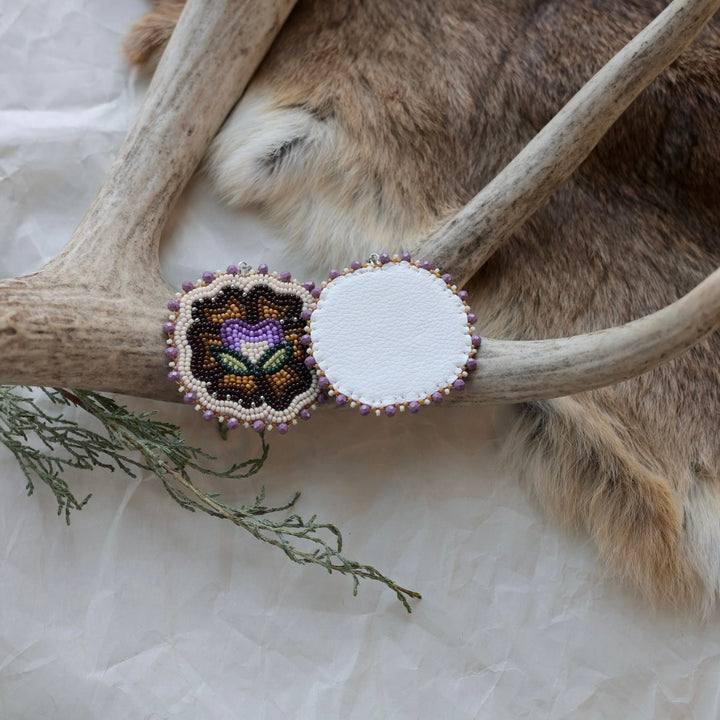 Keegan W. Brown & Purple Six Petal Floral Earrings