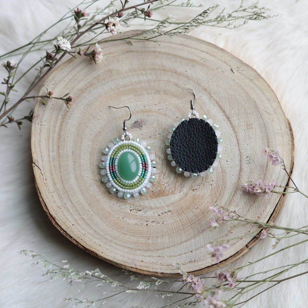 Sweetgrass Woman Creations Green Aventurine Beaded Earrings
