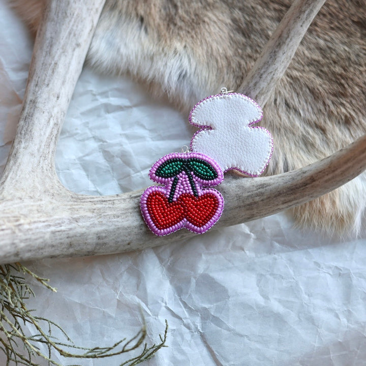 Keegan W. Heart Cherry Beaded Earrings