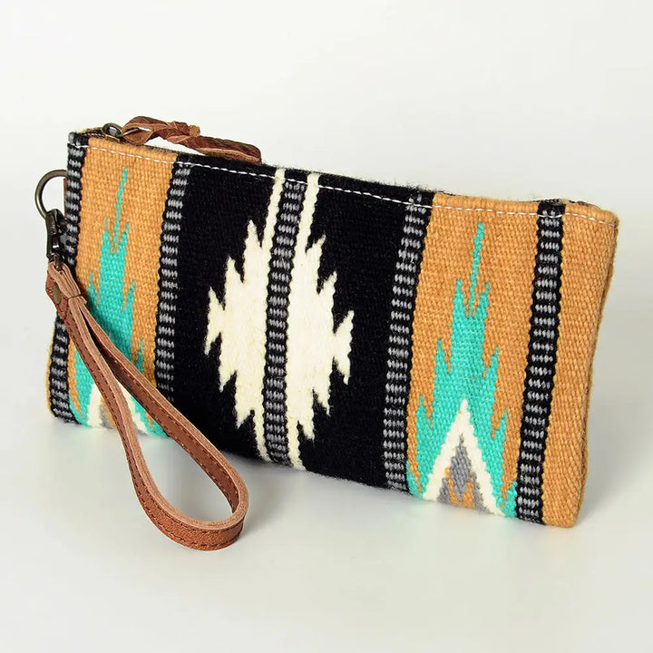 LS Western Tan &amp; Black Saddle Blanket Wristlet