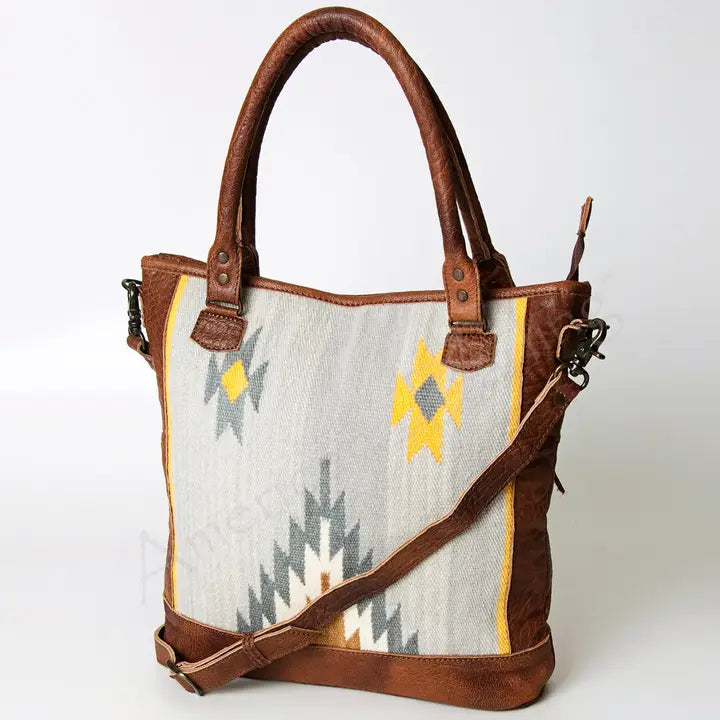 LS Western Leather Woven Tote Bag