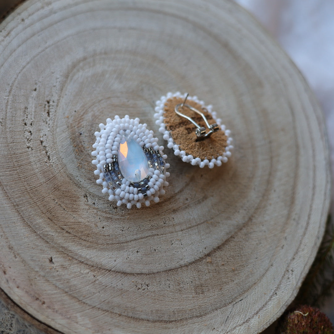 Boreal Forest Beads Gem Teardrop Beaded Earrings