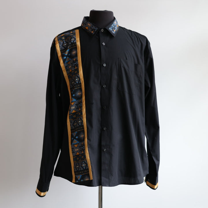 Margaret R. Black &amp; Gold Ribbon Shirt