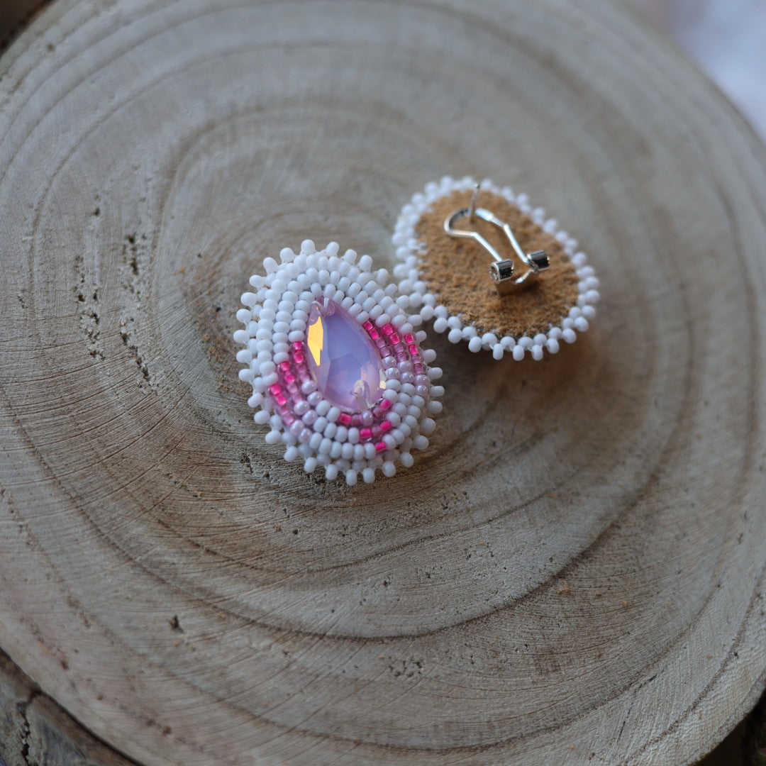 Boreal Forest Beads Gem Teardrop Beaded Earrings
