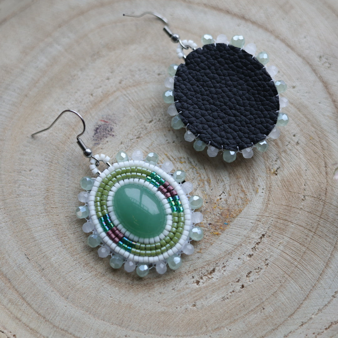 Sweetgrass Woman Creations Green Aventurine Beaded Earrings