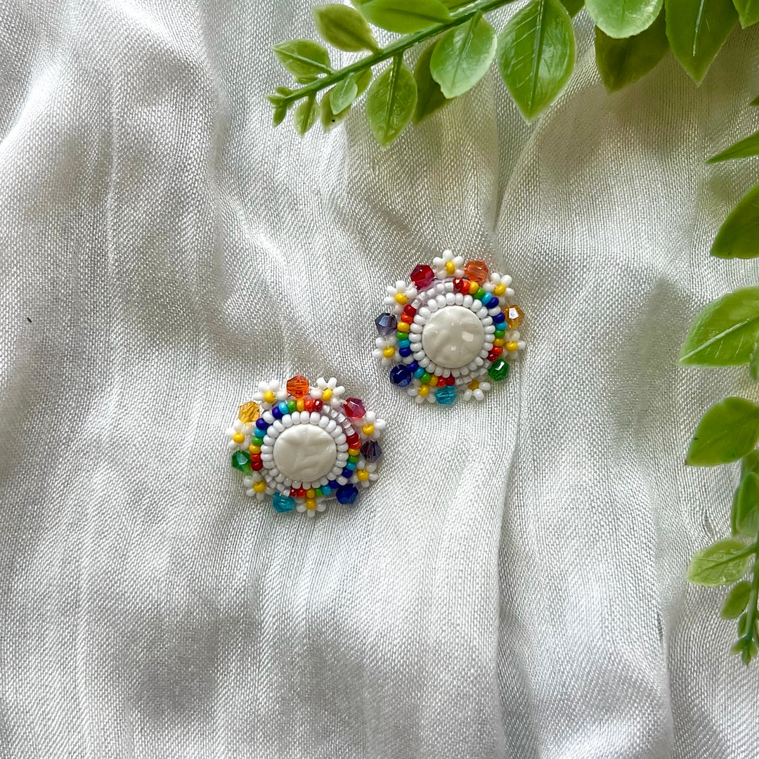 Prairie Beads Small Floral Beaded Earrings