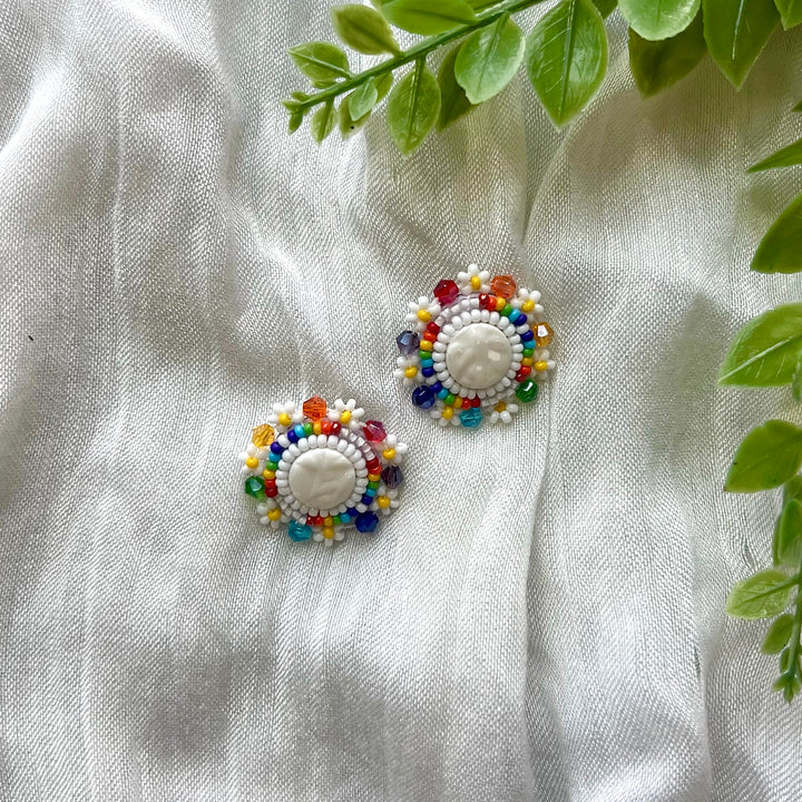 Prairie Beads Small Floral Beaded Earrings