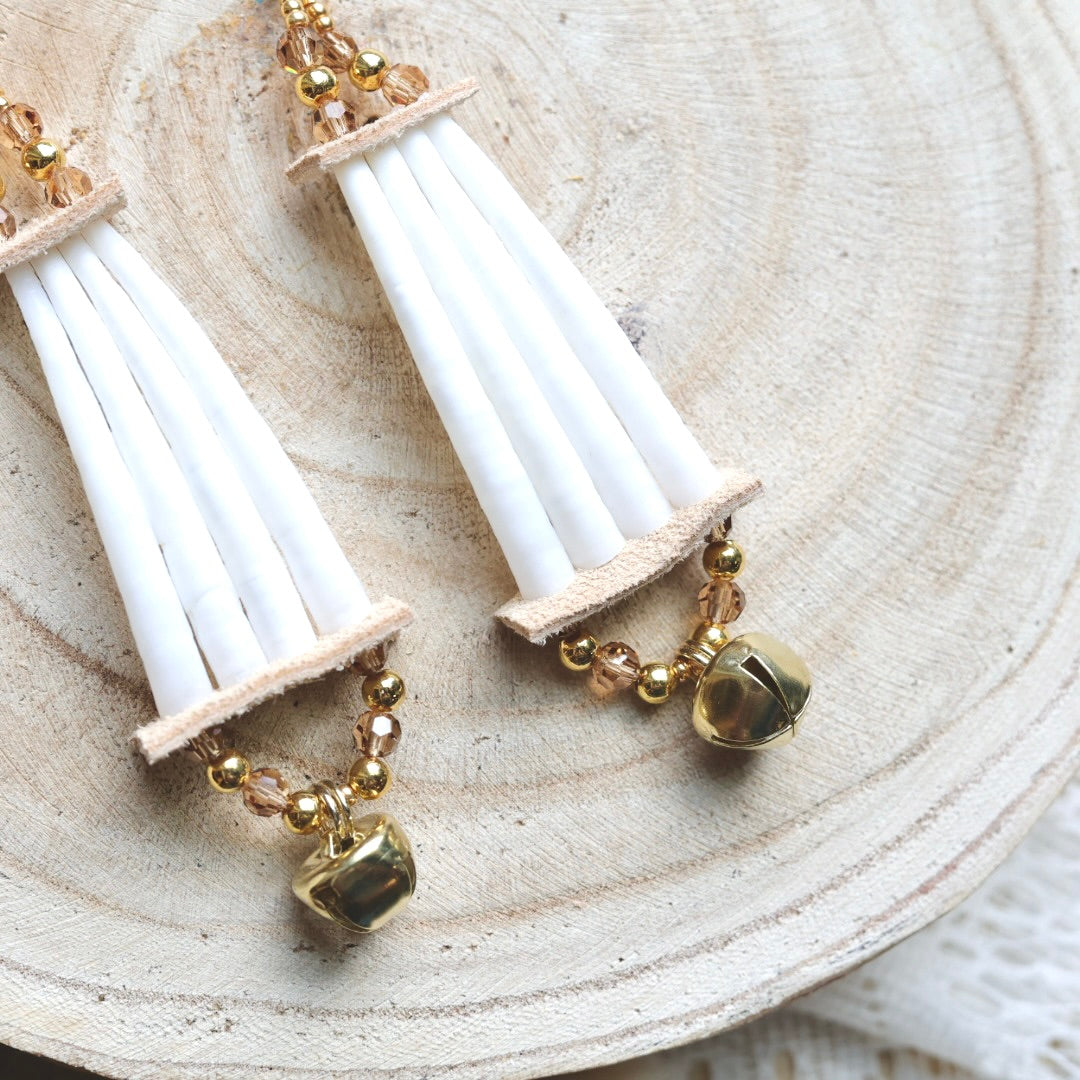 Prairie Sage Beadwork Jingle Dentallium Drop Earrings