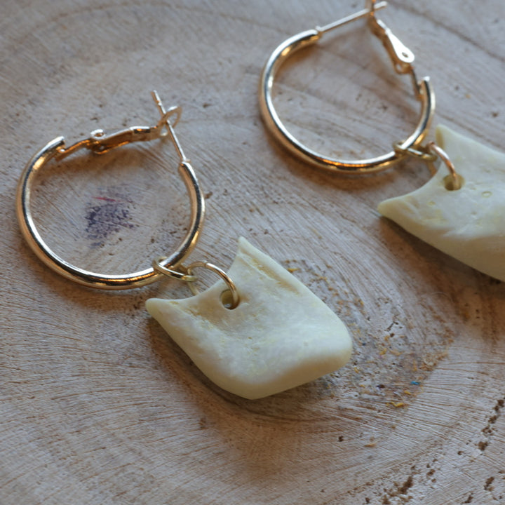 Dee Iyapes Elk Ivory Hoop Earrings