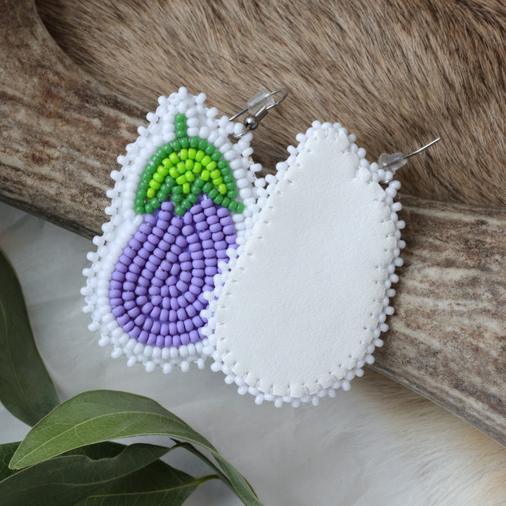 Keegan W. Eggplant Beaded Earrings