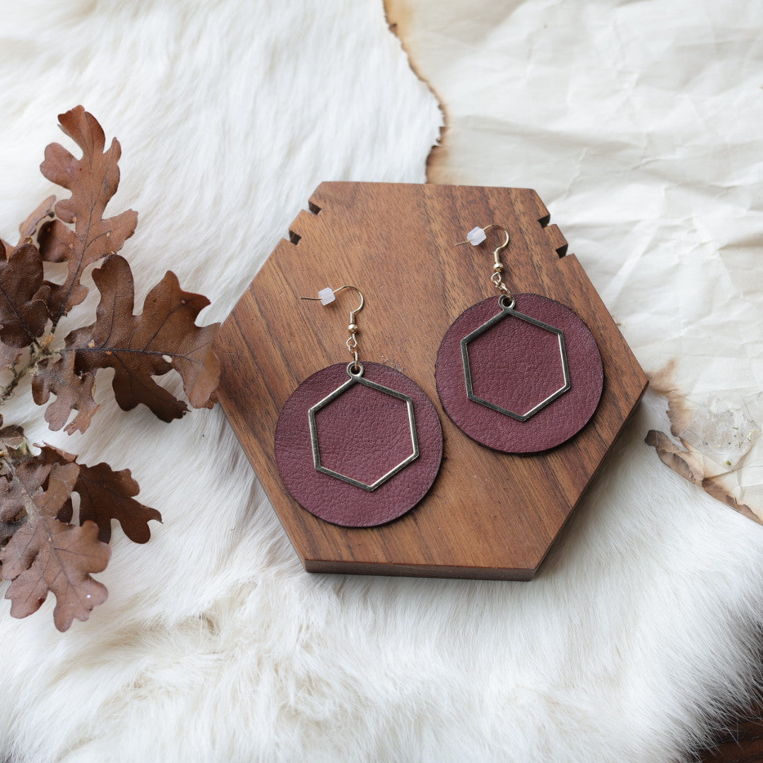 1885 Leather Co. Round Leather Drop Earrings