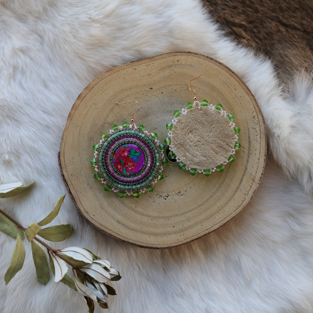 Mercedes G. Kokum Floral Beaded Earrings