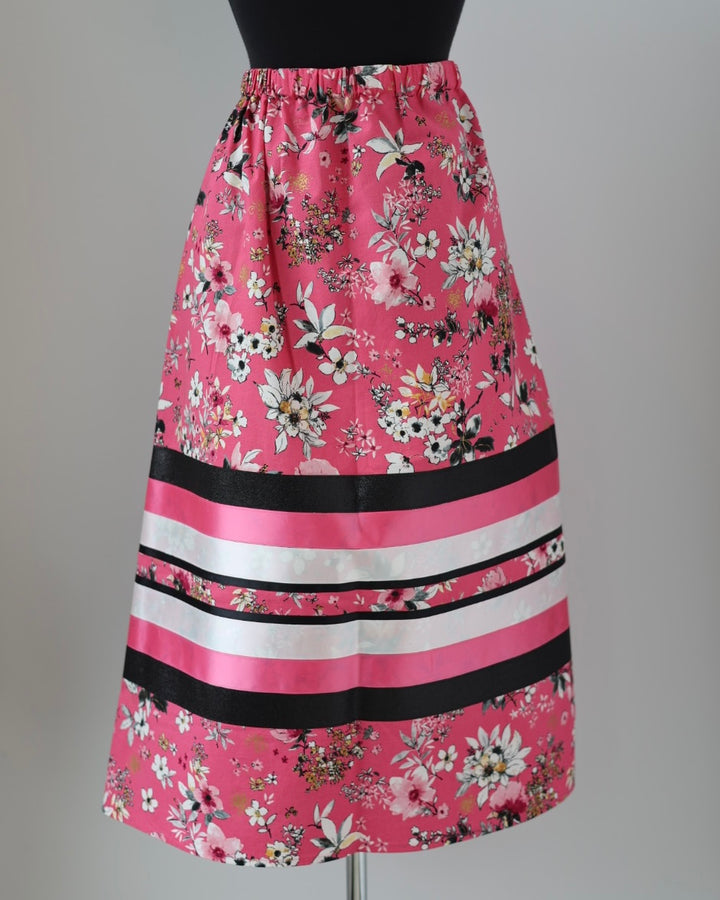 Adeline C. Pink Floral Ribbon Skirt
