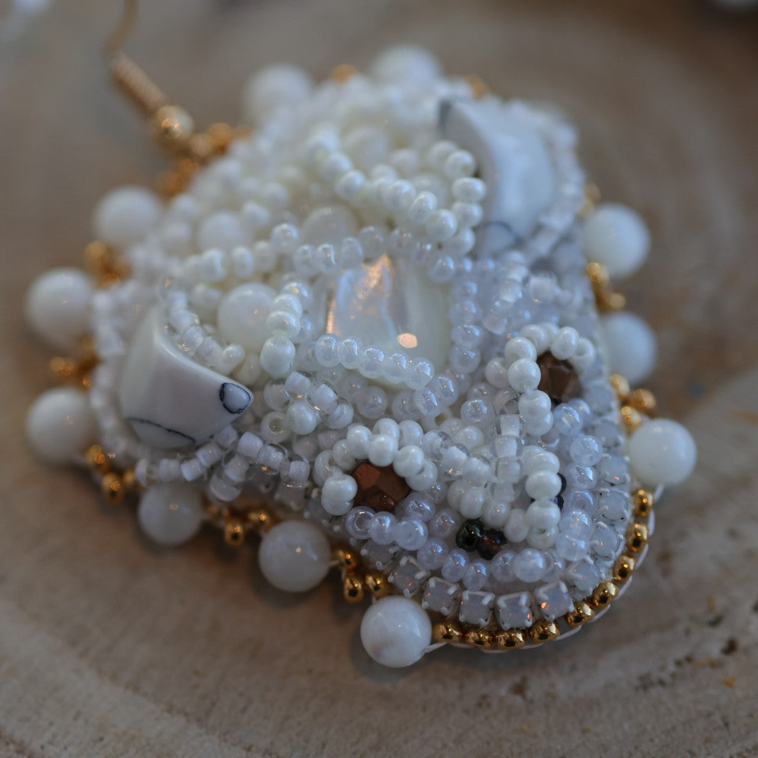 Pieces of Work by Mercedes Bison Head Beaded Earrings