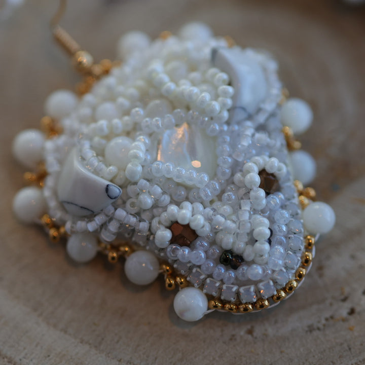 Pieces of Work by Mercedes Bison Head Beaded Earrings