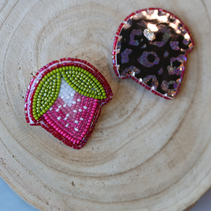 Jess S. Large Beaded Strawberry Earrings