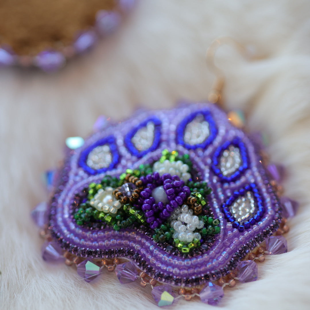 Pieces of Work by Mercedes Floral Bear Paw Beaded Earrings