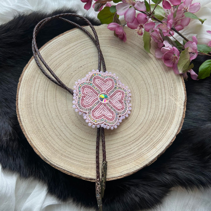 Ironstar Co. 4 Petal Floral Beaded Bolo Tie