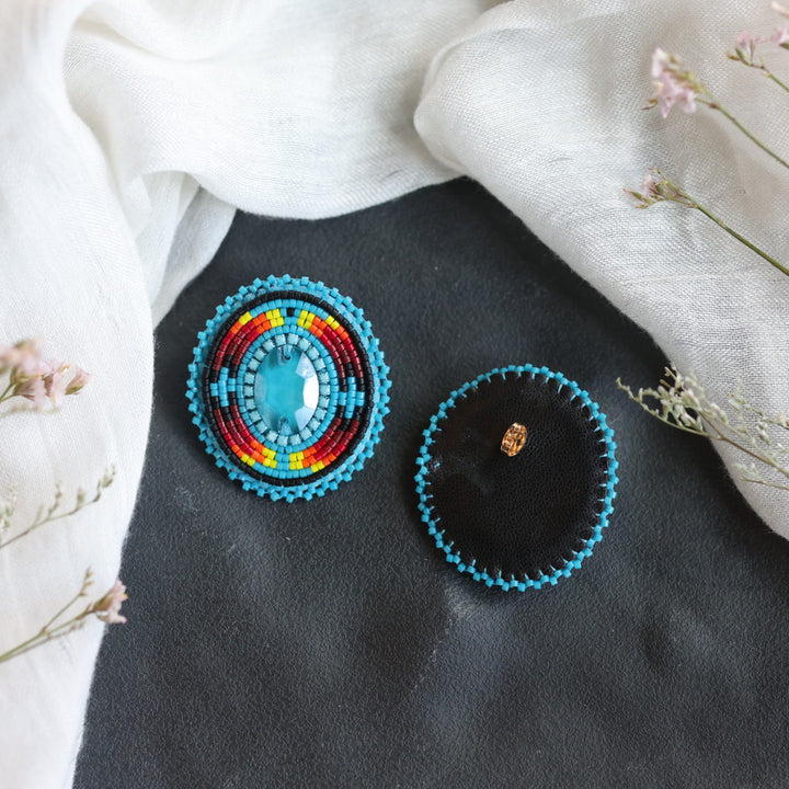 Beth Rose Designs Oval Turquoise Beaded Earrings