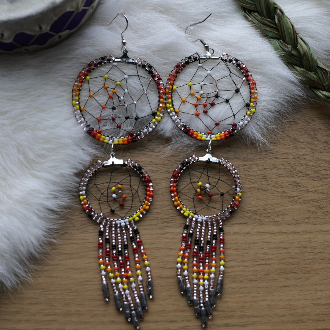 Clear Sky Woman Tiered Dreamcatcher Earrings