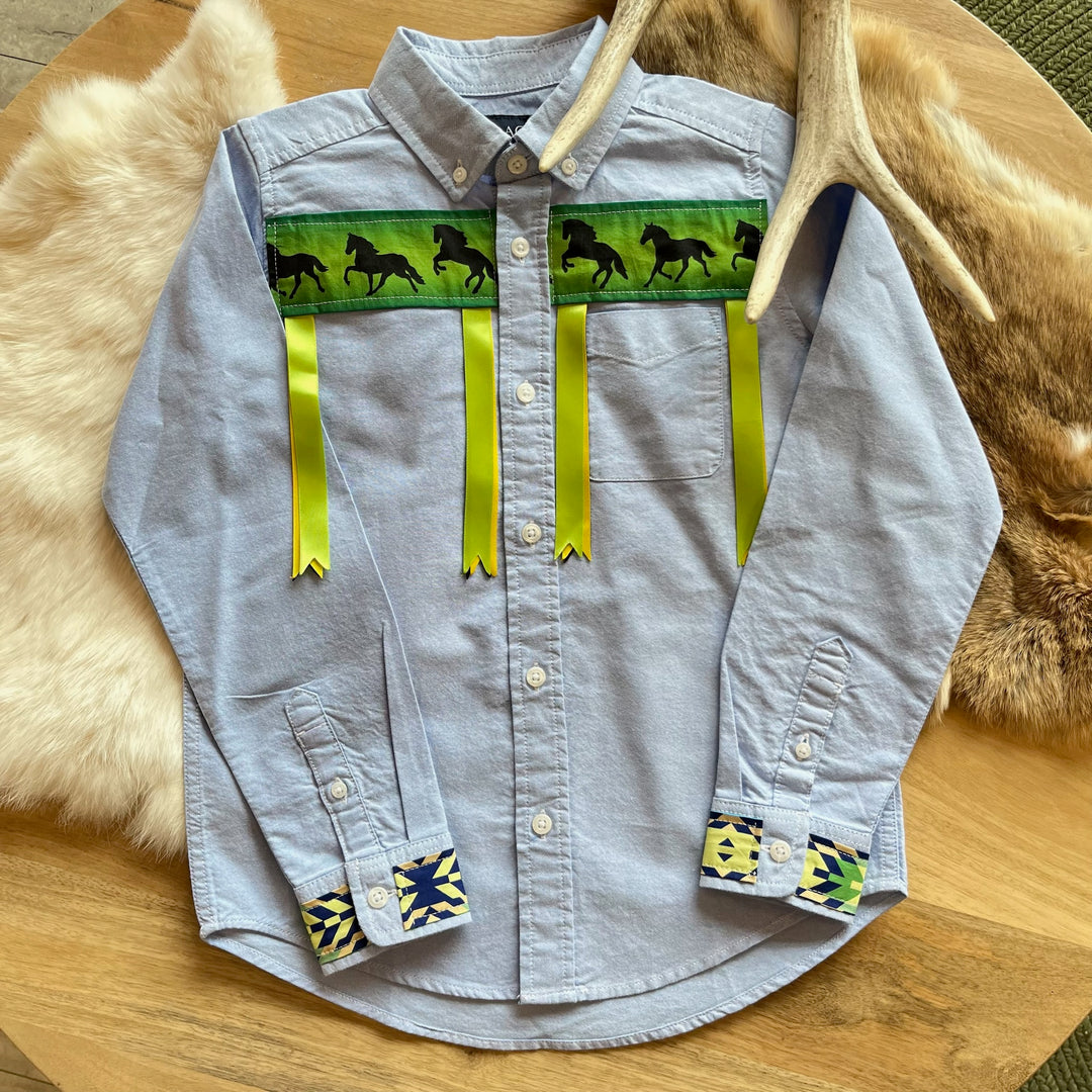 Vi's CREE-ations Horses Boy's 7/8 Ribbon Shirt